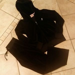 Juicy couture black♥ velvet hoodie and pant set
